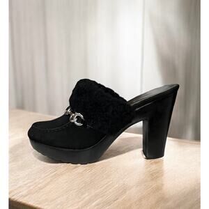 Y2K Coach A3611 Idyle Suede & Shearling Mules Size 9.5B